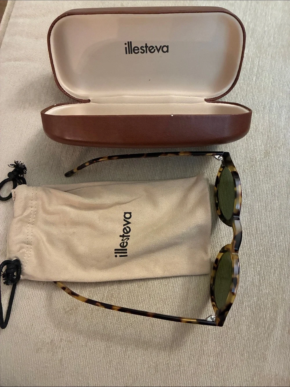Illesteva Tortoiseshell Frame Sunglasses with Blue Mirrored Lenses